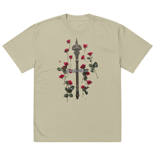 Knight and Rose Flail Oversized faded t-shirt