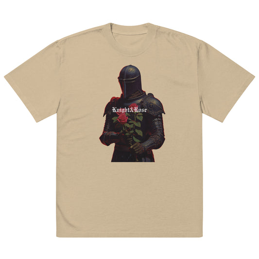 Knight and Rose Dark Fantasy Oversized faded t-shirt