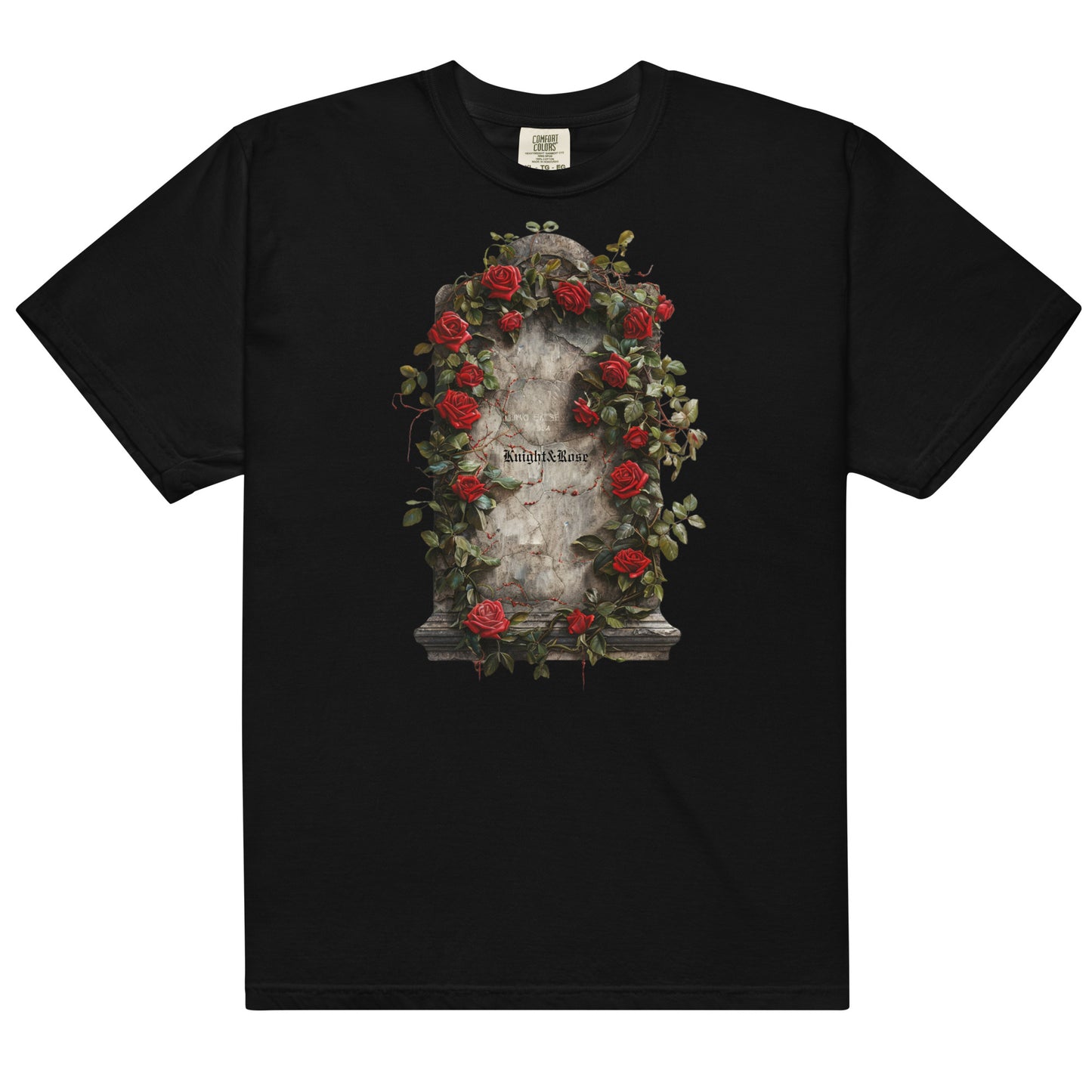 Knight and Rose Grave Stone heavyweight t-shirt